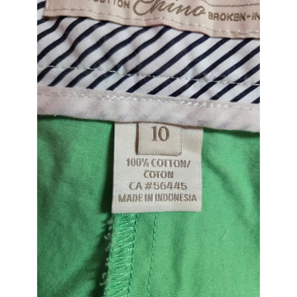 J.Crew‎ Broken-In Chino Shorts Womens 10 Green Cotton Mid Rise Casual 4.5 Inseam